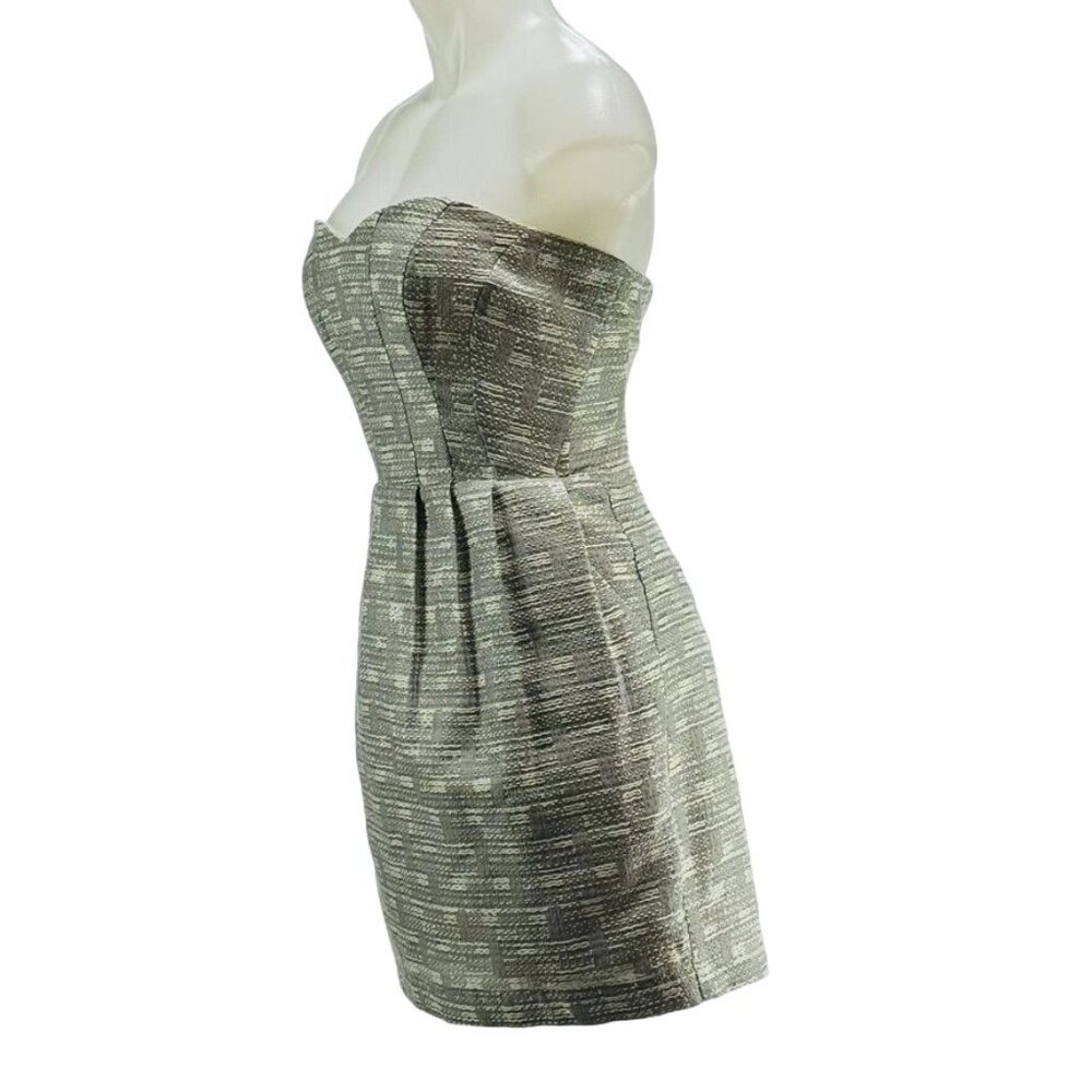 GREYLIN Anthropologie Dress Acrylic Cotton Silver Strapless Women's Size Medium - Picture 3 of 10